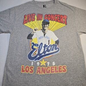 Elton John Shirt Medium M Gray 1975 Dodger Stadium Concert Official Retro...